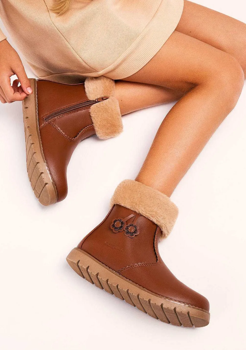 Botas-Conguitos Botins Castanhos De Menina Napa