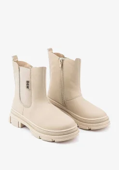 Botas-Conguitos Botins Chelsea Bege De Menina
