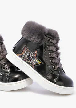 Tênis Casuais-Conguitos Botins De Estanho Envernizado Para Bebé Com Estrela Brilhante