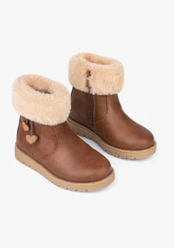 Botas-Conguitos Botins De Menina Castanhos Napa