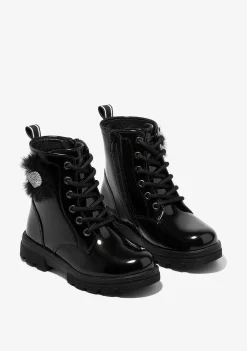 Botas-Conguitos Botins De Menina Com Cordao Pompom Preto