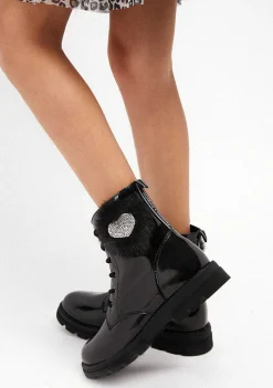 Botas-Conguitos Botins De Menina Com Cordao Pompom Preto