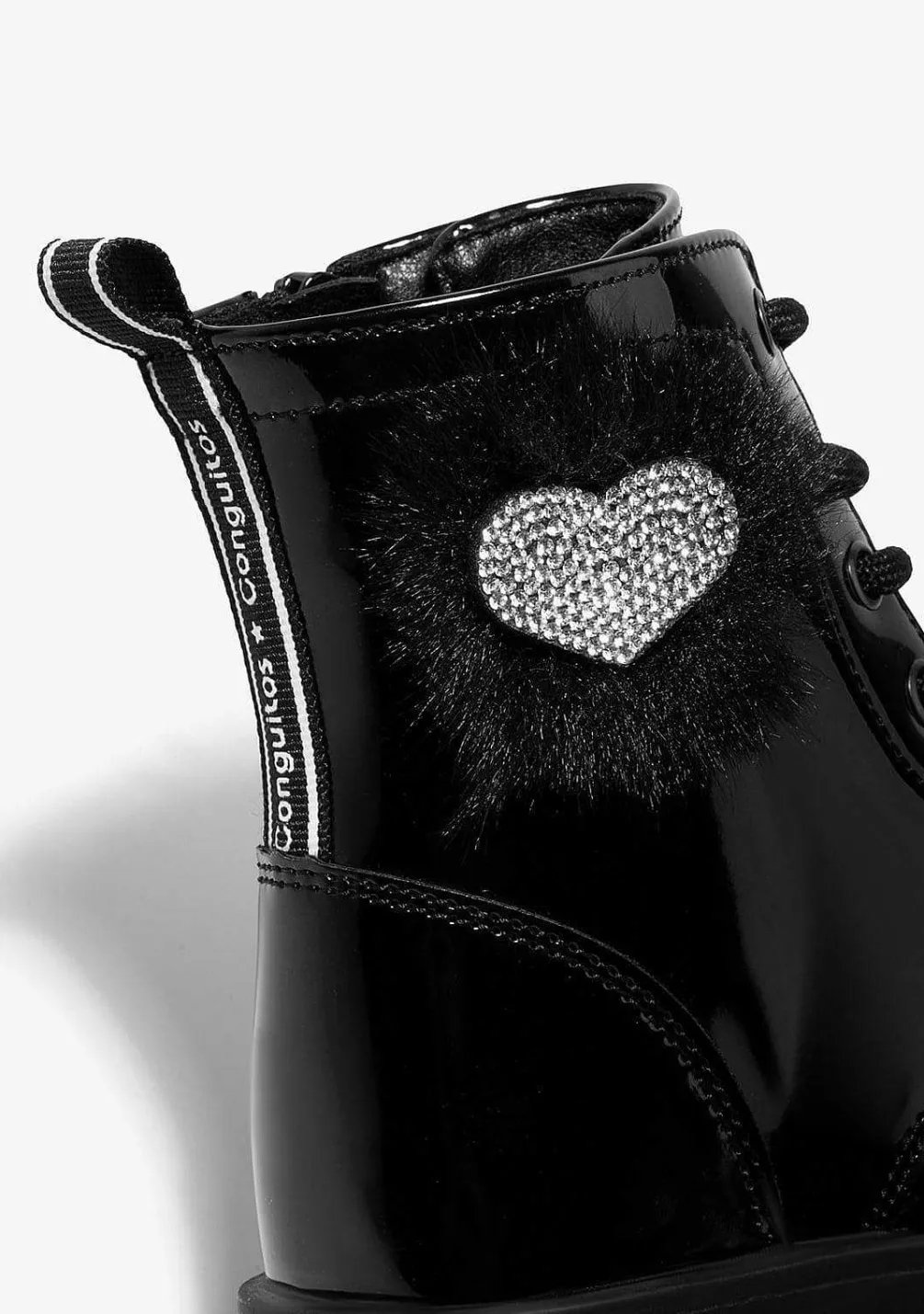 Botas-Conguitos Botins De Menina Com Cordao Pompom Preto