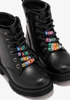 Botas-Conguitos Botins Femininos Com Cordao De Micangas Pretas