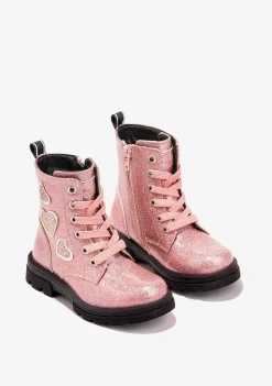 Botas-Conguitos Botins Femininos Com Cordao De Coracoes Rosa