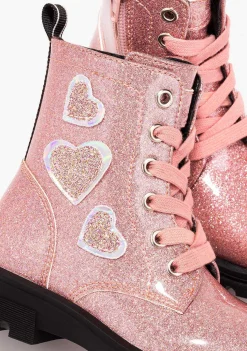 Botas-Conguitos Botins Femininos Com Cordao De Coracoes Rosa