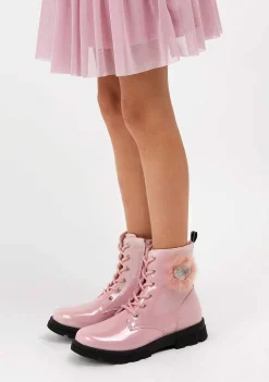 Botas-Conguitos Botins Femininos Com Cordao Pompom Rosa