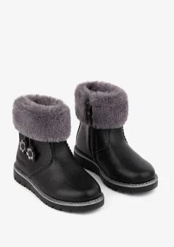 Botas-Conguitos Botins Pretos De Menina Napa