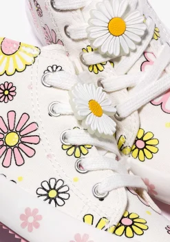 Sapatos De Menina-Conguitos Branco Brilha No Escuro Com Flores Tênis De Cano Alto