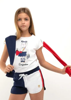 Roupas De Menina-Conguitos Calcoes Esportivos Azul Marinho