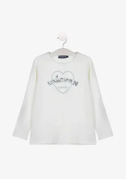Camisetas De Manga Comprida-Conguitos Camisa Branca Amor Unicornio Menina