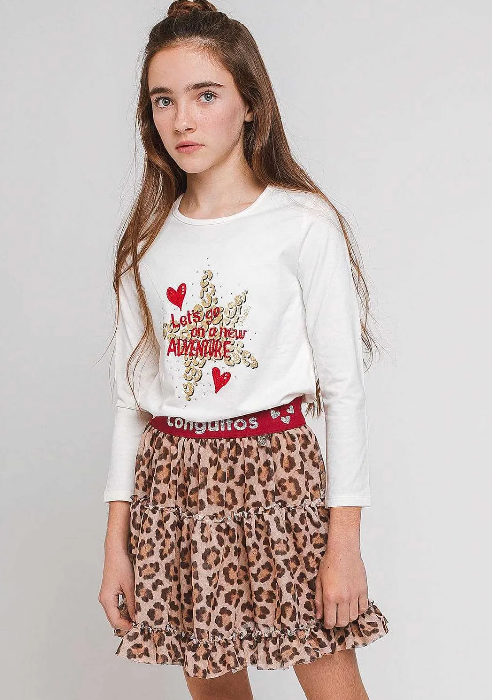 Camisetas De Manga Comprida-Conguitos Camisa Estrela Glitter Feminina