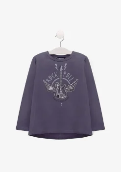 Camisetas De Manga Comprida-Conguitos Camisa Feminina Cinza Rock