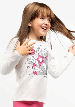 Camisetas De Manga Comprida-Conguitos Camisa Power Branca Feminina