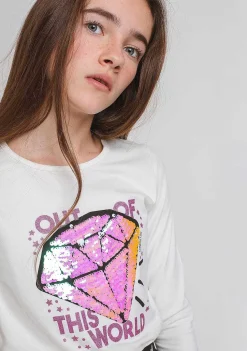 Camisetas De Manga Comprida-Conguitos Camisa Reversivel De Lantejoulas "Diamante" Para Menina