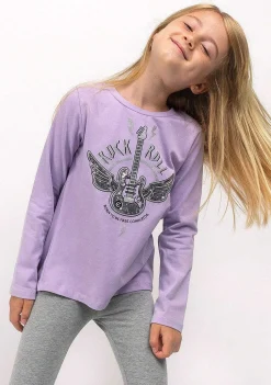Camisetas De Manga Comprida-Conguitos Camisa Rock Malva Feminina