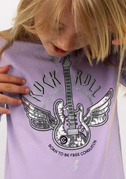 Camisetas De Manga Comprida-Conguitos Camisa Rock Malva Feminina