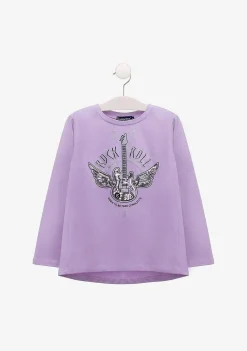 Camisetas De Manga Comprida-Conguitos Camisa Rock Malva Feminina