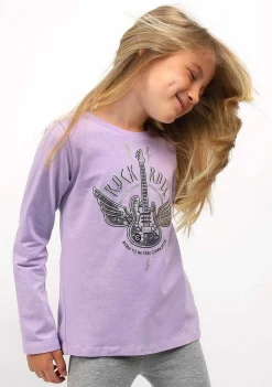 Camisetas De Manga Comprida-Conguitos Camisa Rock Malva Feminina