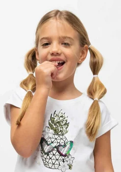Camisetas-Conguitos Camiseta "Abacaxi" Que Brilha No Escuro Para Meninas