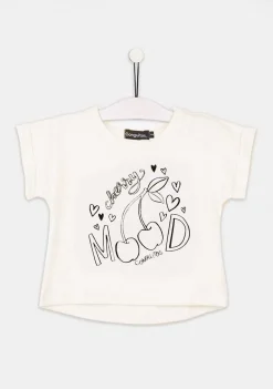 Camisetas-Conguitos Camiseta Branca "Cerejas Solares" Para Meninas