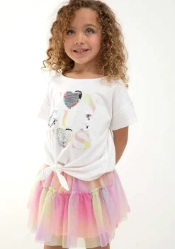 Roupas De Menina-Conguitos Camiseta Com Coracoes De Lantejoulas Brancas