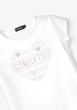 Roupas De Menina-Conguitos Camiseta Coracao Branco
