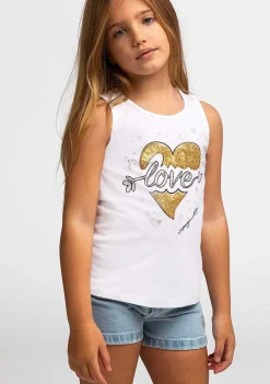 Camisetas-Conguitos Camiseta Feminina Com Coracao Dourado