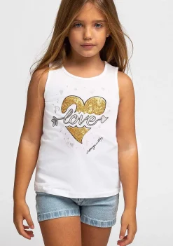 Camisetas-Conguitos Camiseta Feminina Com Coracao Dourado