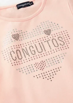 Camisetas-Conguitos Camiseta Feminina Com Coracao Rosa E Strass