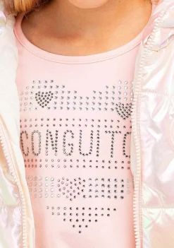 Camisetas-Conguitos Camiseta Feminina Com Coracao Rosa E Strass