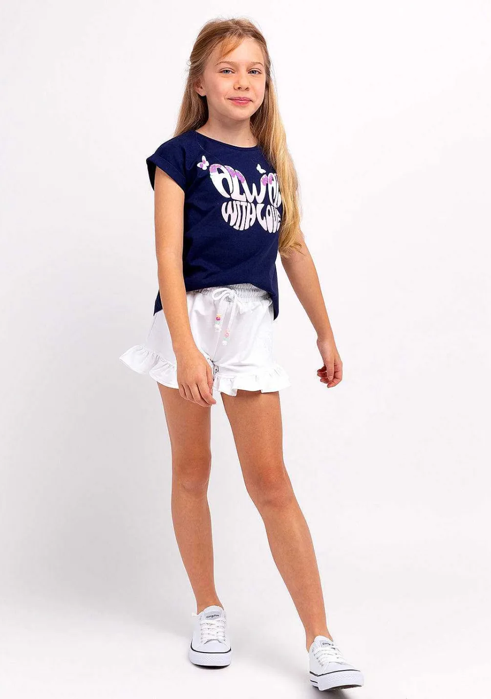 Camisetas-Conguitos Camiseta Feminina Com Estampa Borboleta Azul Marinho