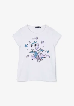 Camisetas-Conguitos Camiseta Feminina Com Lantejoulas Dragao