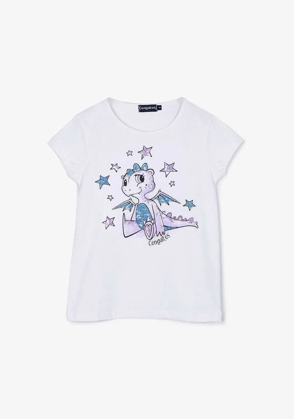 Camisetas-Conguitos Camiseta Feminina Com Lantejoulas Dragao