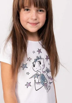 Camisetas-Conguitos Camiseta Feminina Com Lantejoulas Dragao