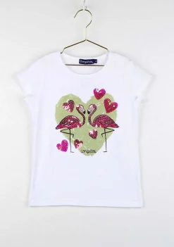 Camisetas-Conguitos Camiseta Feminina Com Lantejoulas "Flamingo"