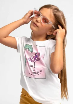 Camisetas-Conguitos Camiseta Feminina Com Lantejoulas Flamingo