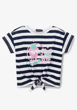 Camisetas-Conguitos Camiseta Feminina Com Listras E No Com Estampa De Morango
