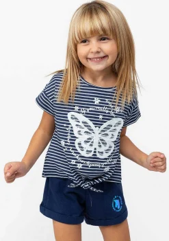 Camisetas-Conguitos Camiseta Feminina Com No Borboleta Azul Marinho