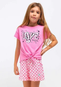 Camisetas-Conguitos Camiseta Feminina Rosa Com Estampa De Amor