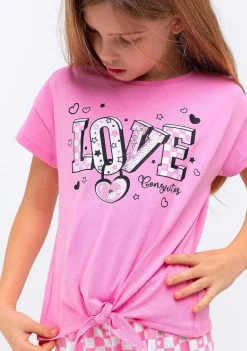 Camisetas-Conguitos Camiseta Feminina Rosa Com Estampa De Amor