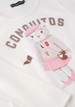 Camisetas-Conguitos Camiseta Feminina Teddy Branca Universitaria