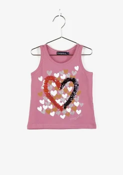 Camisetas-Conguitos Camiseta Rosa "Coracoes" Para Menina