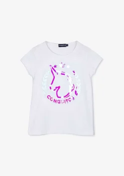 Camisetas-Conguitos Camiseta Unicornio Branca Feminina