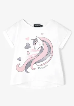 Roupas De Menina-Conguitos Camiseta Unicornio Branco