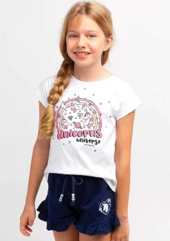 Camisetas-Conguitos Camiseta Unicornio Solar Reativa Feminina Estampa Branca