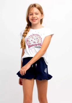 Camisetas-Conguitos Camiseta Unicornio Solar Reativa Feminina Estampa Branca