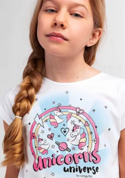 Camisetas-Conguitos Camiseta Unicornio Solar Reativa Feminina Estampa Branca