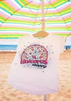 Camisetas-Conguitos Camiseta Unicornio Solar Reativa Feminina Estampa Branca