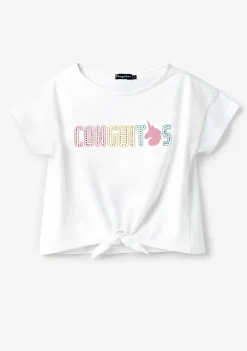 Roupas De Menina-Conguitos Camiseta Unicornio Strass Branco
